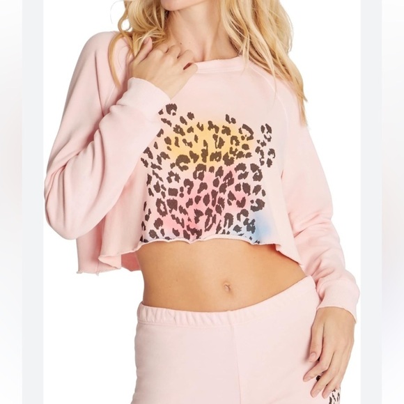 Wildfox Tops - Wildfox Airbrush Leopard WTC Crop Sweatshirt M